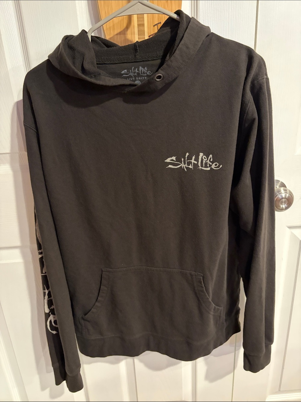 Salt Life Men's Black Crewneck Sweatshirt with White Logo